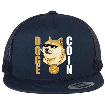 Doge Coin Gansta Thug Dogecoin Crypto Currency Flat Bill Trucker Hat