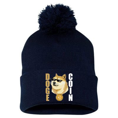 Doge Coin Gansta Thug Dogecoin Crypto Currency Pom Pom 12in Knit Beanie