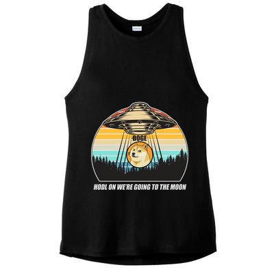 Doge Coin UFO Doge Crypto Currency To The Moon Ladies PosiCharge Tri-Blend Wicking Tank