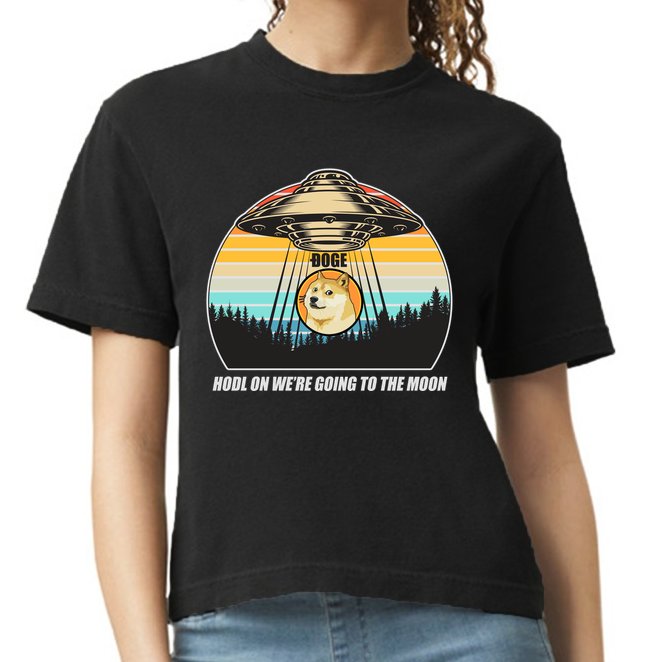 Doge Coin UFO Doge Crypto Currency To The Moon Comfort Colors Boxy T-Shirt