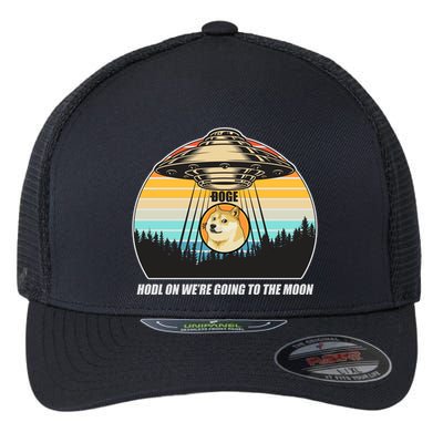 Doge Coin UFO Doge Crypto Currency To The Moon Flexfit Unipanel Trucker Cap