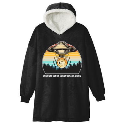 Doge Coin UFO Doge Crypto Currency To The Moon Hooded Wearable Blanket