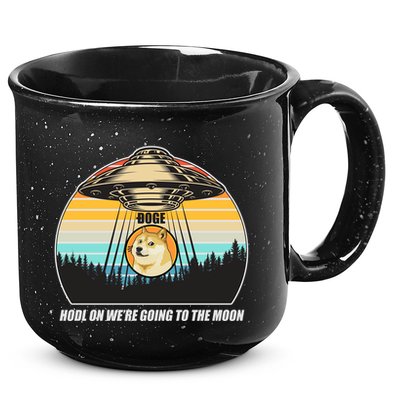Doge Coin UFO Doge Crypto Currency To The Moon 15oz Campfire Ceramic Mug