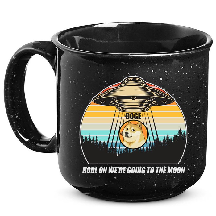Doge Coin UFO Doge Crypto Currency To The Moon 15oz Campfire Ceramic Mug