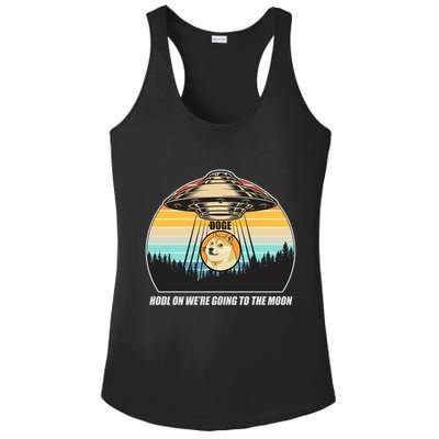 Doge Coin UFO Doge Crypto Currency To The Moon Ladies PosiCharge Competitor Racerback Tank