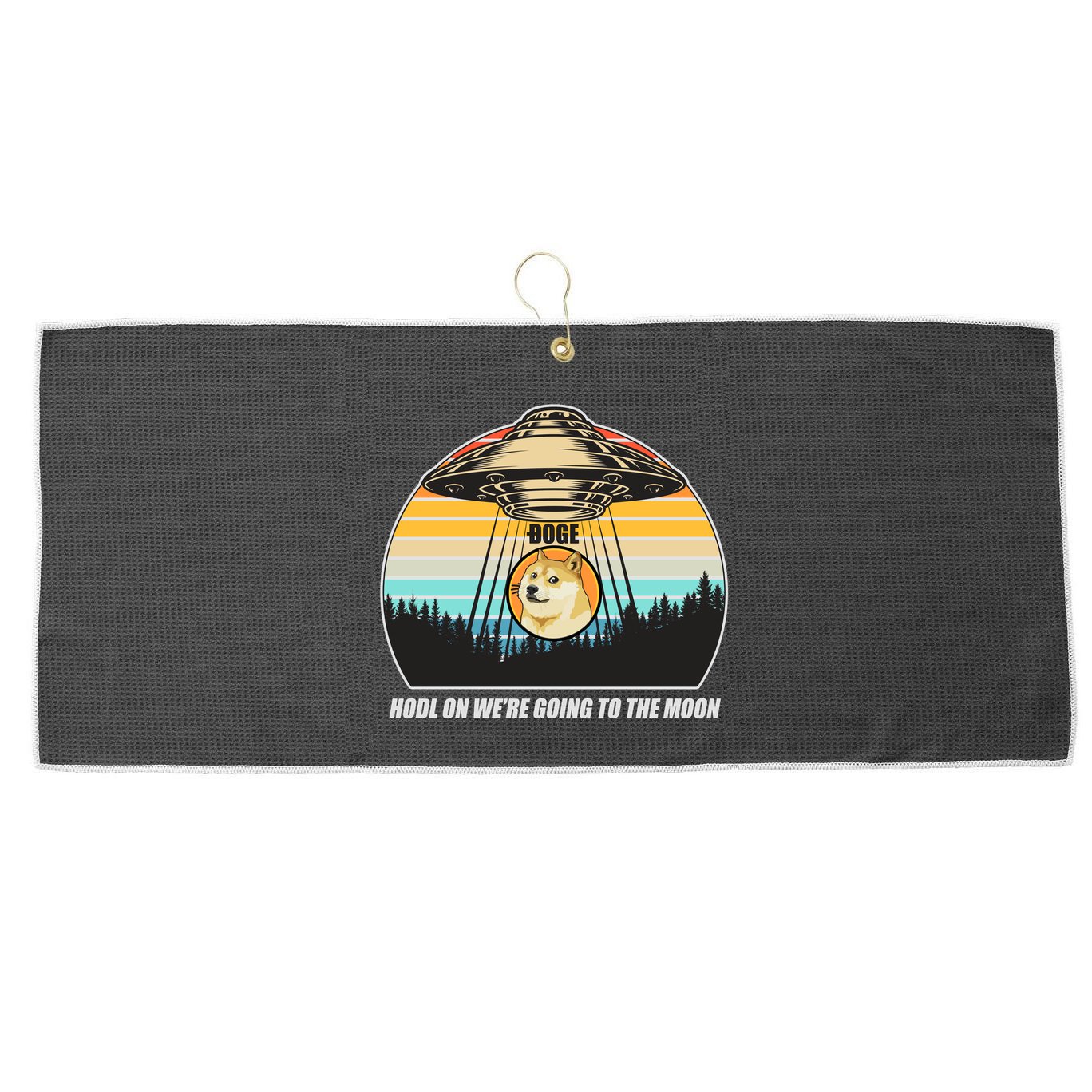 Doge Coin UFO Doge Crypto Currency To The Moon Large Microfiber Waffle Golf Towel