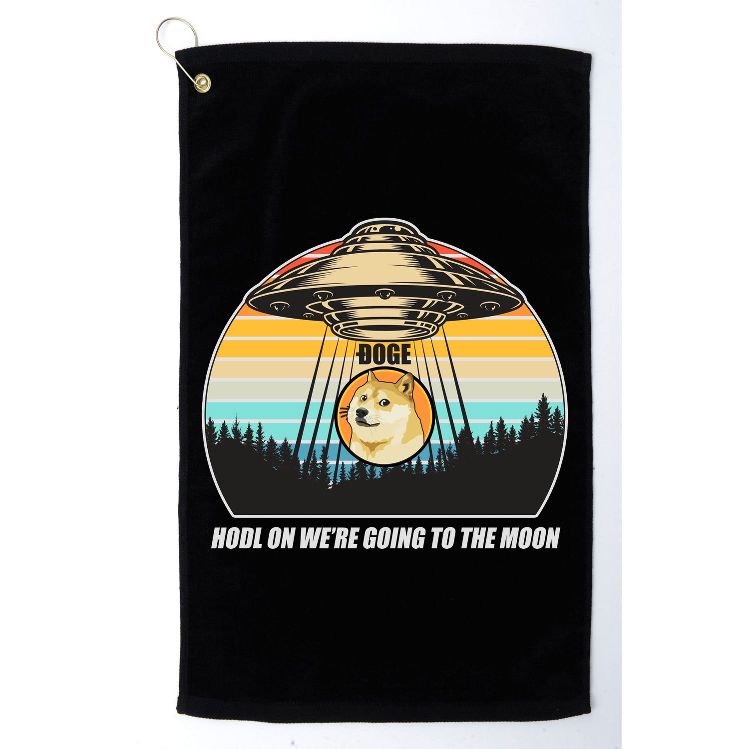 Doge Coin UFO Doge Crypto Currency To The Moon Golf Towel