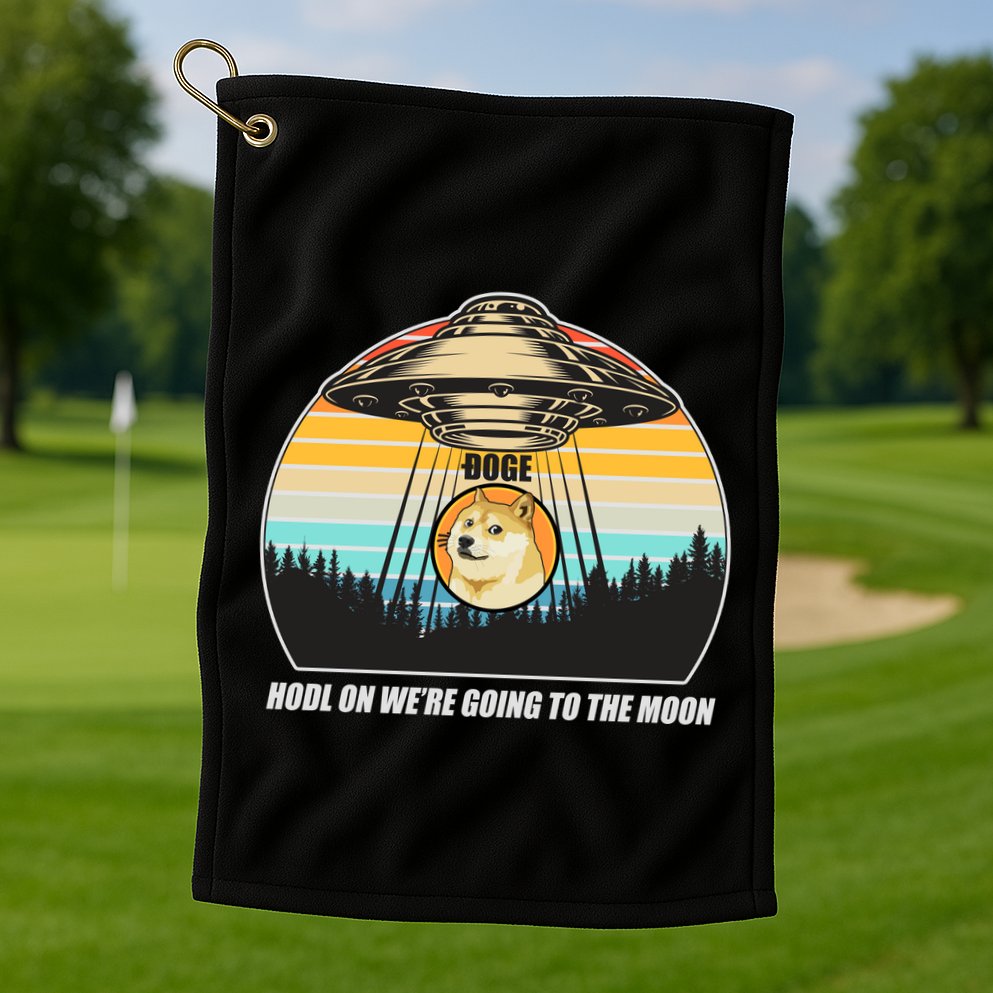 Doge Coin UFO Doge Crypto Currency To The Moon Golf Towel