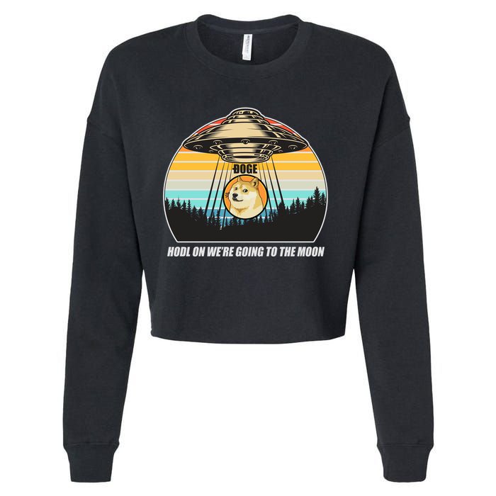 Doge Coin UFO Doge Crypto Currency To The Moon Cropped Pullover Crew