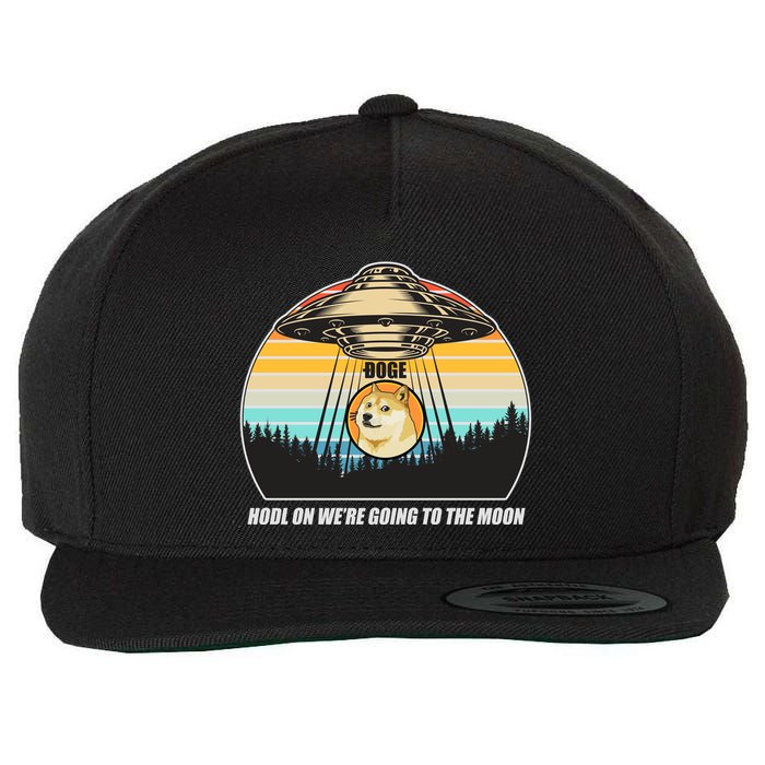 Doge Coin UFO Doge Crypto Currency To The Moon Wool Snapback Cap
