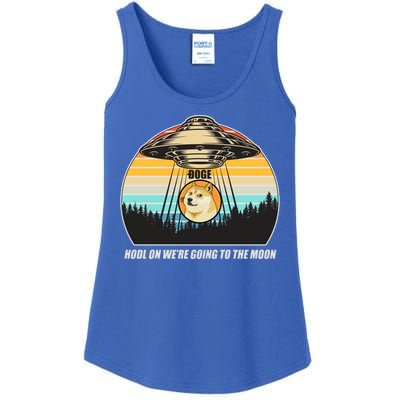 Doge Coin UFO Doge Crypto Currency To The Moon Ladies Essential Tank