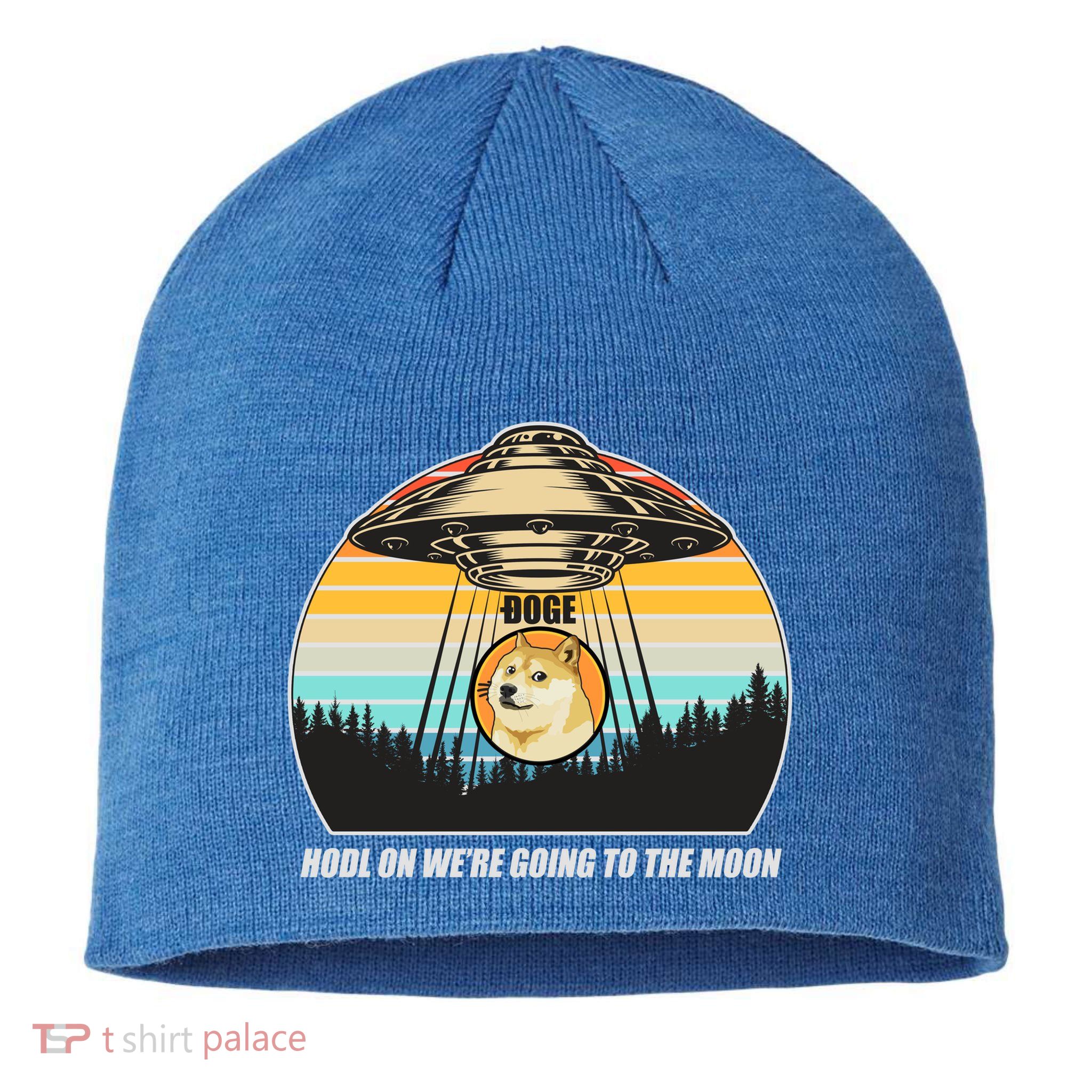 Doge Coin UFO Doge Crypto Currency To The Moon Sustainable Beanie