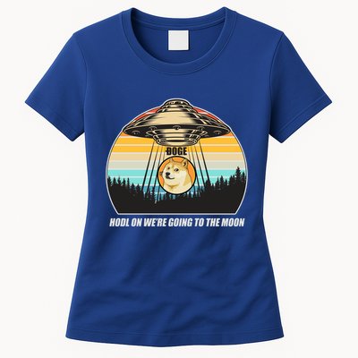 Doge Coin UFO Doge Crypto Currency To The Moon Womens T-Shirt