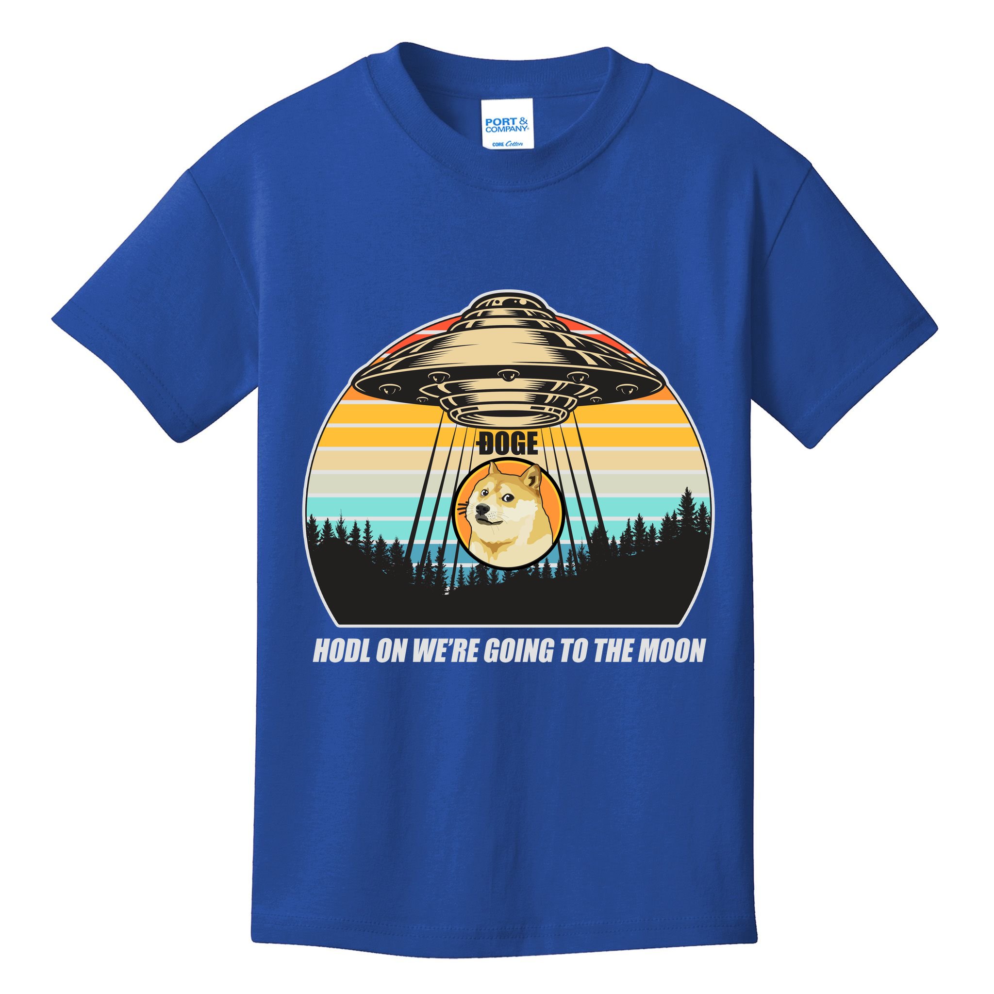 Doge Coin UFO Doge Crypto Currency To The Moon Kids T-Shirt