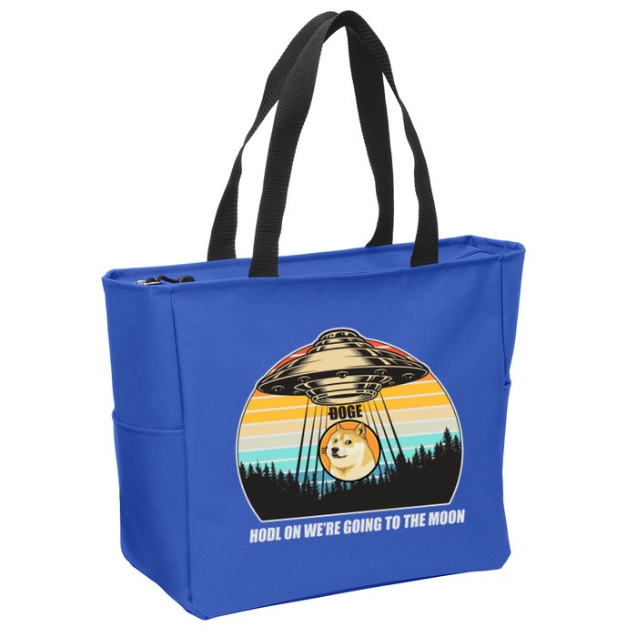 Doge Coin UFO Doge Crypto Currency To The Moon Zip Tote Bag