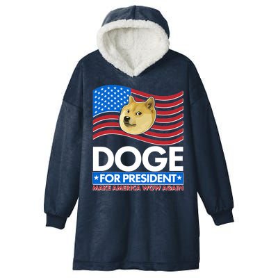 DOGE For President Make America Wow Again Hooded Wearable Blanket