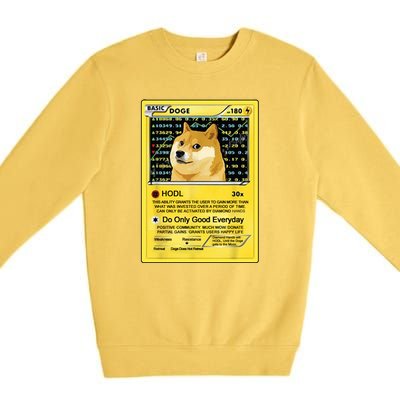 Doge HODL Card Crypto Currency Funny Premium Crewneck Sweatshirt