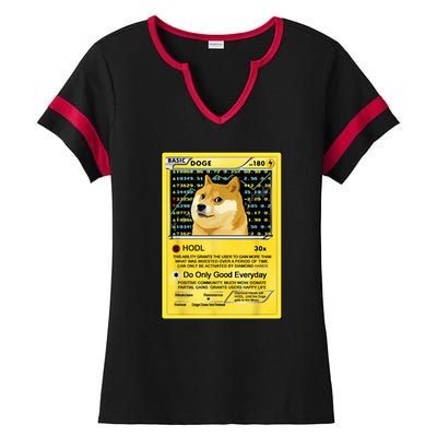 Doge HODL Card Crypto Currency Funny Ladies Halftime Notch Neck Tee