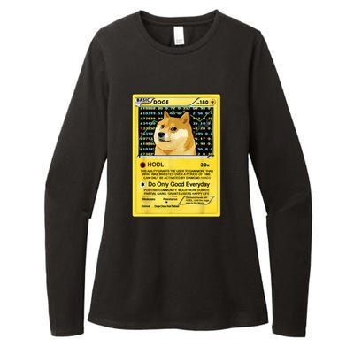 Doge HODL Card Crypto Currency Funny Womens CVC Long Sleeve Shirt