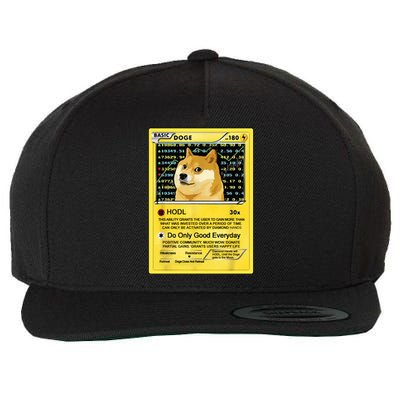 Doge HODL Card Crypto Currency Funny Wool Snapback Cap