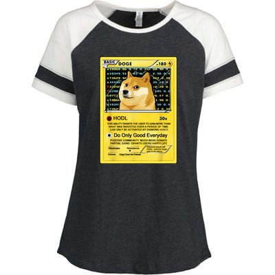 Doge HODL Card Crypto Currency Funny Enza Ladies Jersey Colorblock Tee