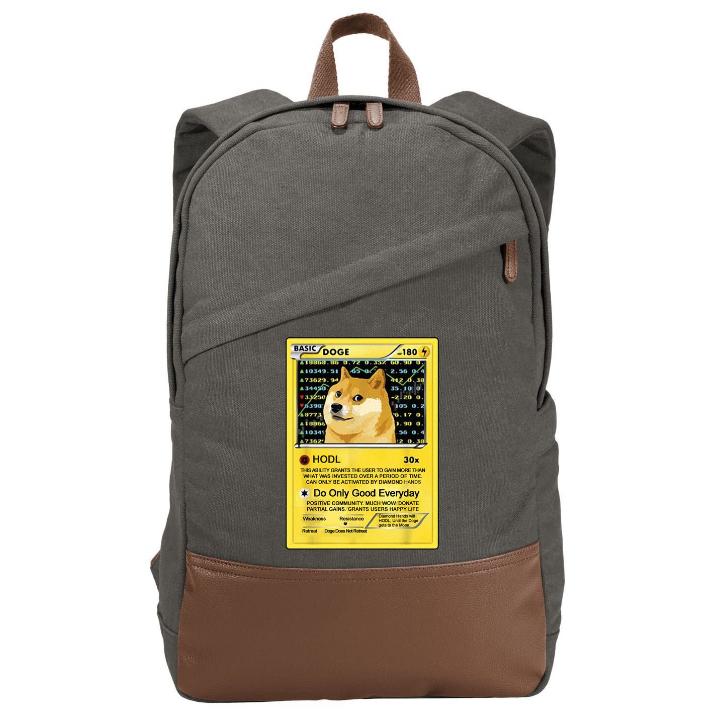 Doge HODL Card Crypto Currency Funny Cotton Canvas Backpack