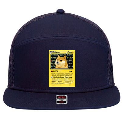 Doge HODL Card Crypto Currency Funny 7 Panel Mesh Trucker Snapback Hat