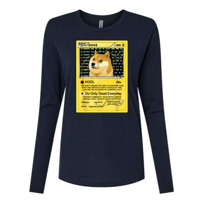 Doge HODL Card Crypto Currency Funny Womens Cotton Relaxed Long Sleeve T-Shirt