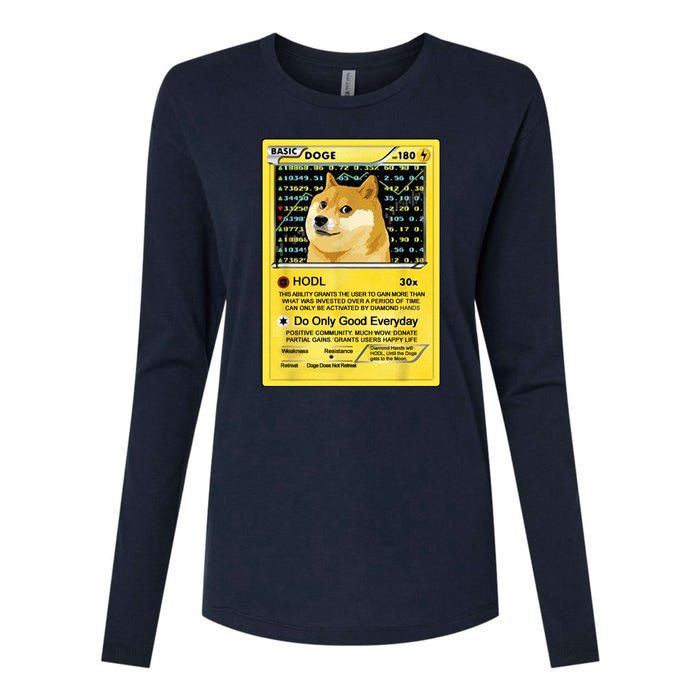 Doge HODL Card Crypto Currency Funny Womens Cotton Relaxed Long Sleeve T-Shirt