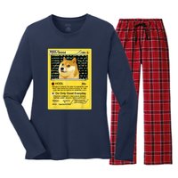 Doge HODL Card Crypto Currency Funny Women's Long Sleeve Flannel Pajama Set 