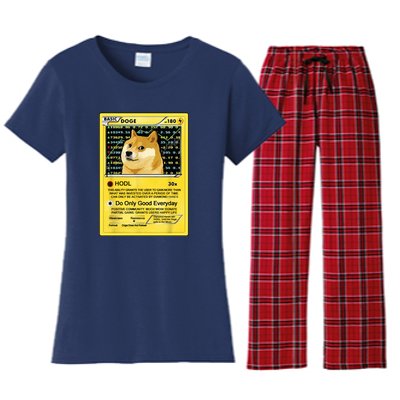 Doge HODL Card Crypto Currency Funny Women's Flannel Pajama Set