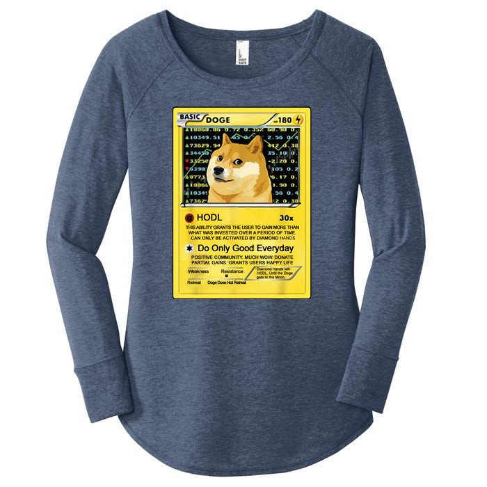 Doge HODL Card Crypto Currency Funny Women's Perfect Tri Tunic Long Sleeve Shirt