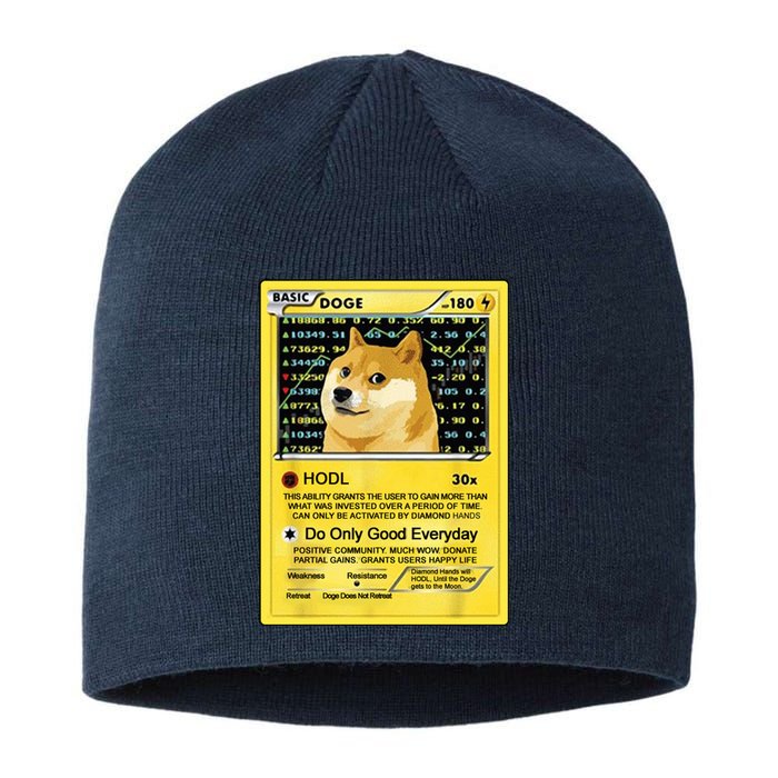 Doge HODL Card Crypto Currency Funny Sustainable Beanie