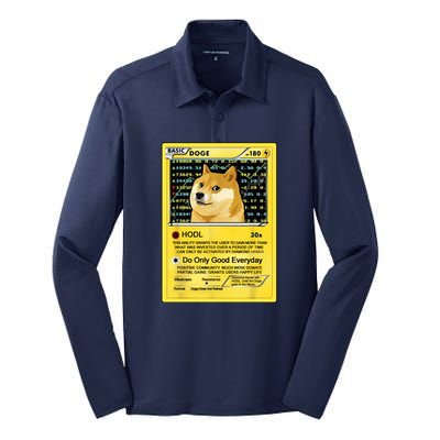 Doge HODL Card Crypto Currency Funny Silk Touch Performance Long Sleeve Polo