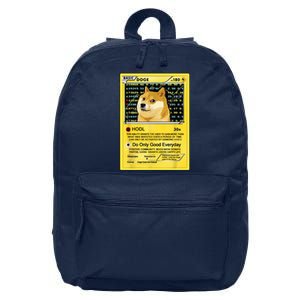 Doge HODL Card Crypto Currency Funny 16 in Basic Backpack