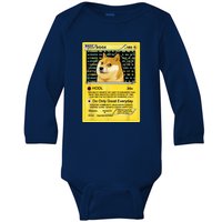 Doge HODL Card Crypto Currency Funny Baby Long Sleeve Bodysuit