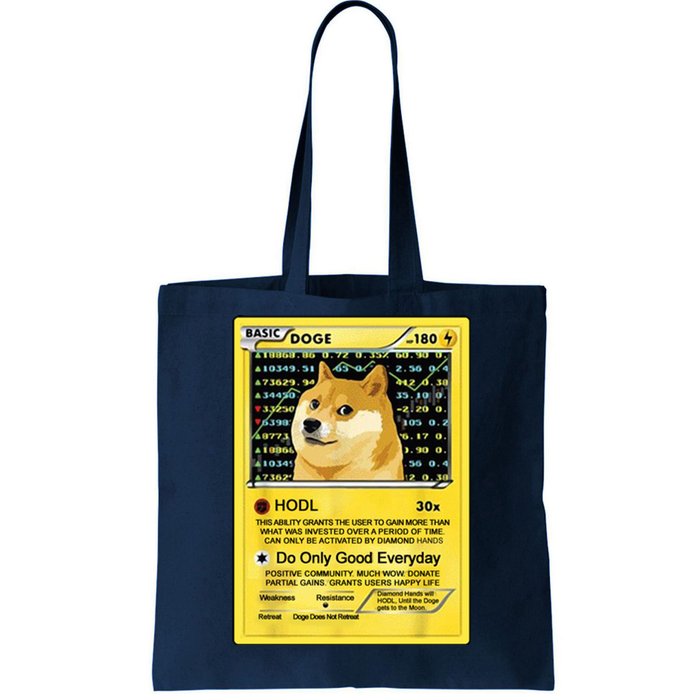 Doge HODL Card Crypto Currency Funny Tote Bag