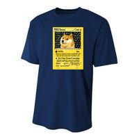 Doge HODL Card Crypto Currency Funny Youth Performance Sprint T-Shirt