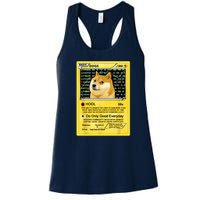 Doge HODL Card Crypto Currency Funny Women's Racerback Tank