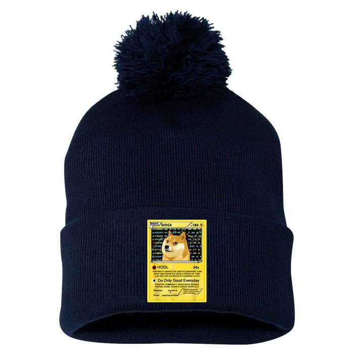 Doge HODL Card Crypto Currency Funny Pom Pom 12in Knit Beanie