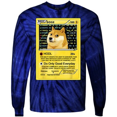 Doge HODL Card Crypto Currency Funny Tie-Dye Long Sleeve Shirt