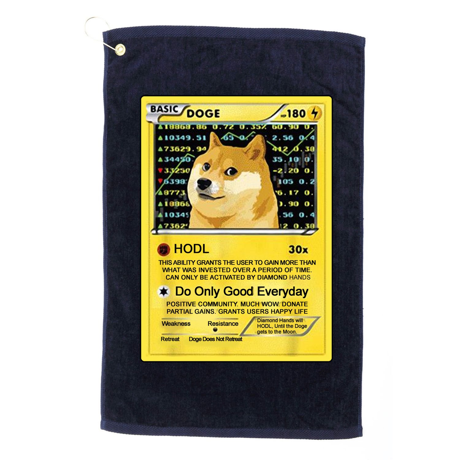 Doge HODL Card Crypto Currency Funny Golf Towel