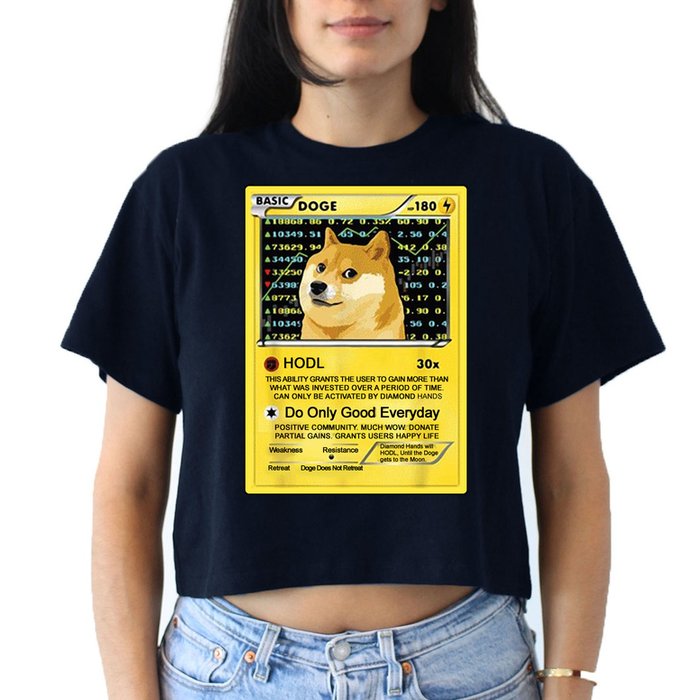 Doge HODL Card Crypto Currency Funny Women's Crop Top Tee