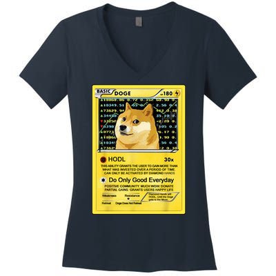 Doge HODL Card Crypto Currency Funny Women's V-Neck T-Shirt