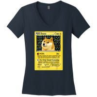 Doge HODL Card Crypto Currency Funny Women's V-Neck T-Shirt