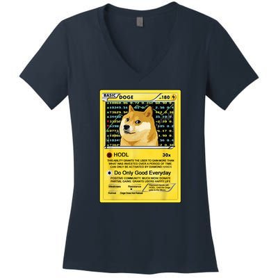 Doge HODL Card Crypto Currency Funny Women's V-Neck T-Shirt