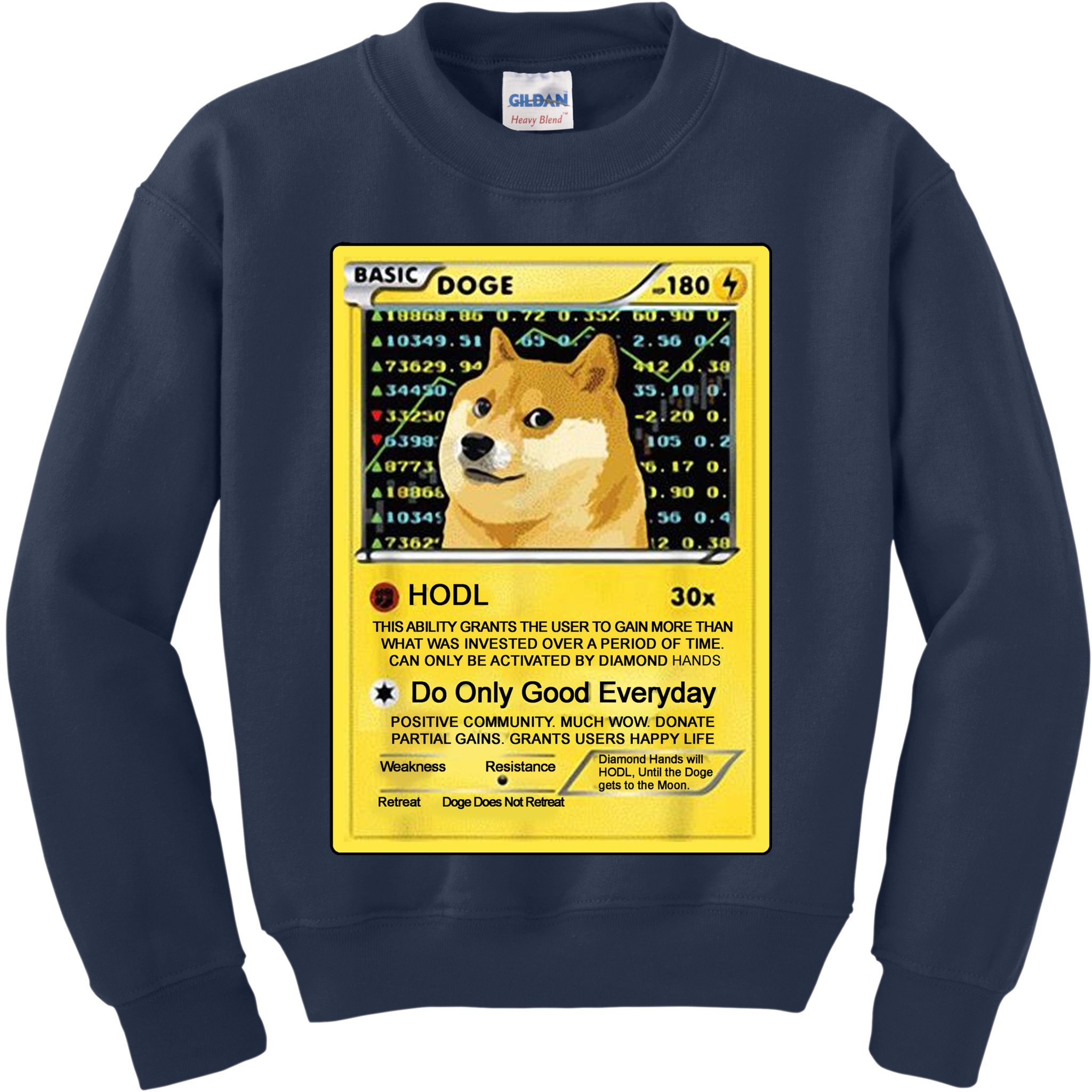 Doge HODL Card Crypto Currency Funny Kids Sweatshirt