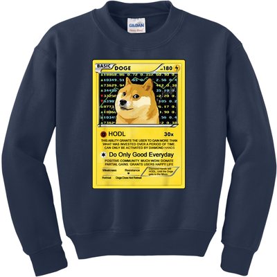 Doge HODL Card Crypto Currency Funny Kids Sweatshirt