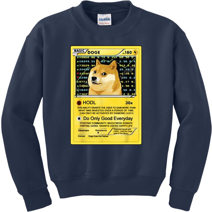 Doge HODL Card Crypto Currency Funny Kids Sweatshirt