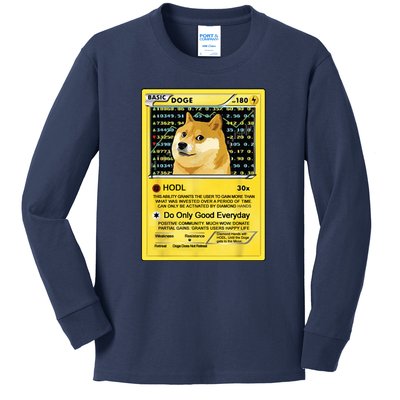 Doge HODL Card Crypto Currency Funny Kids Long Sleeve Shirt